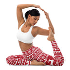 Red Nordic Reindeer Yoga Leggings