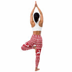 Red Nordic Reindeer Yoga Leggings