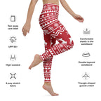 Red Nordic Reindeer Yoga Leggings
