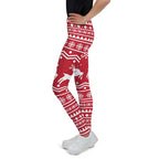 Red Nordic Reindeer Youth Leggings