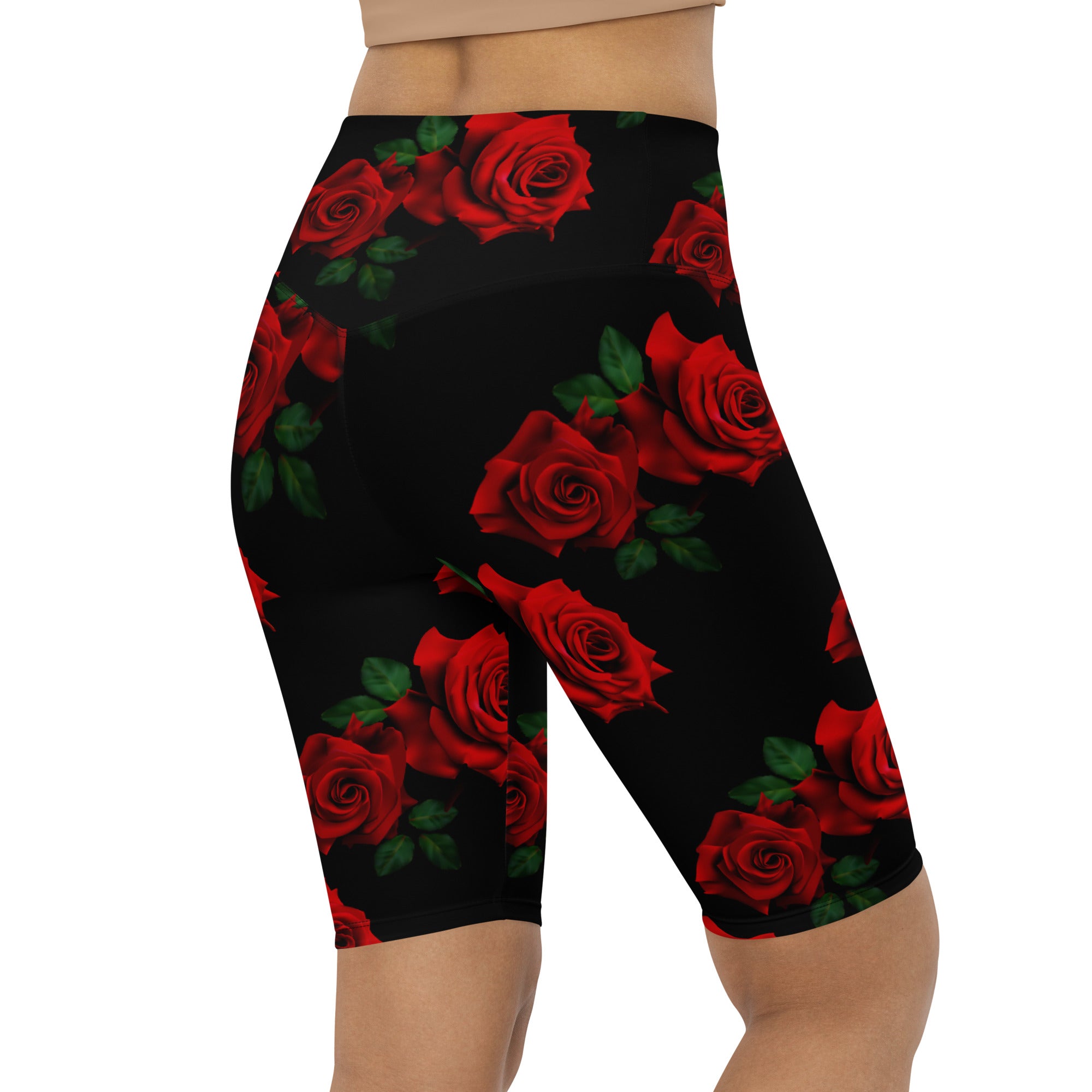 Red Roses Biker Shorts