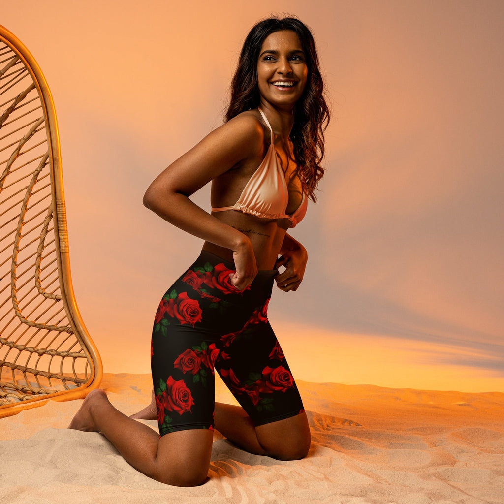 Red Roses Biker Shorts
