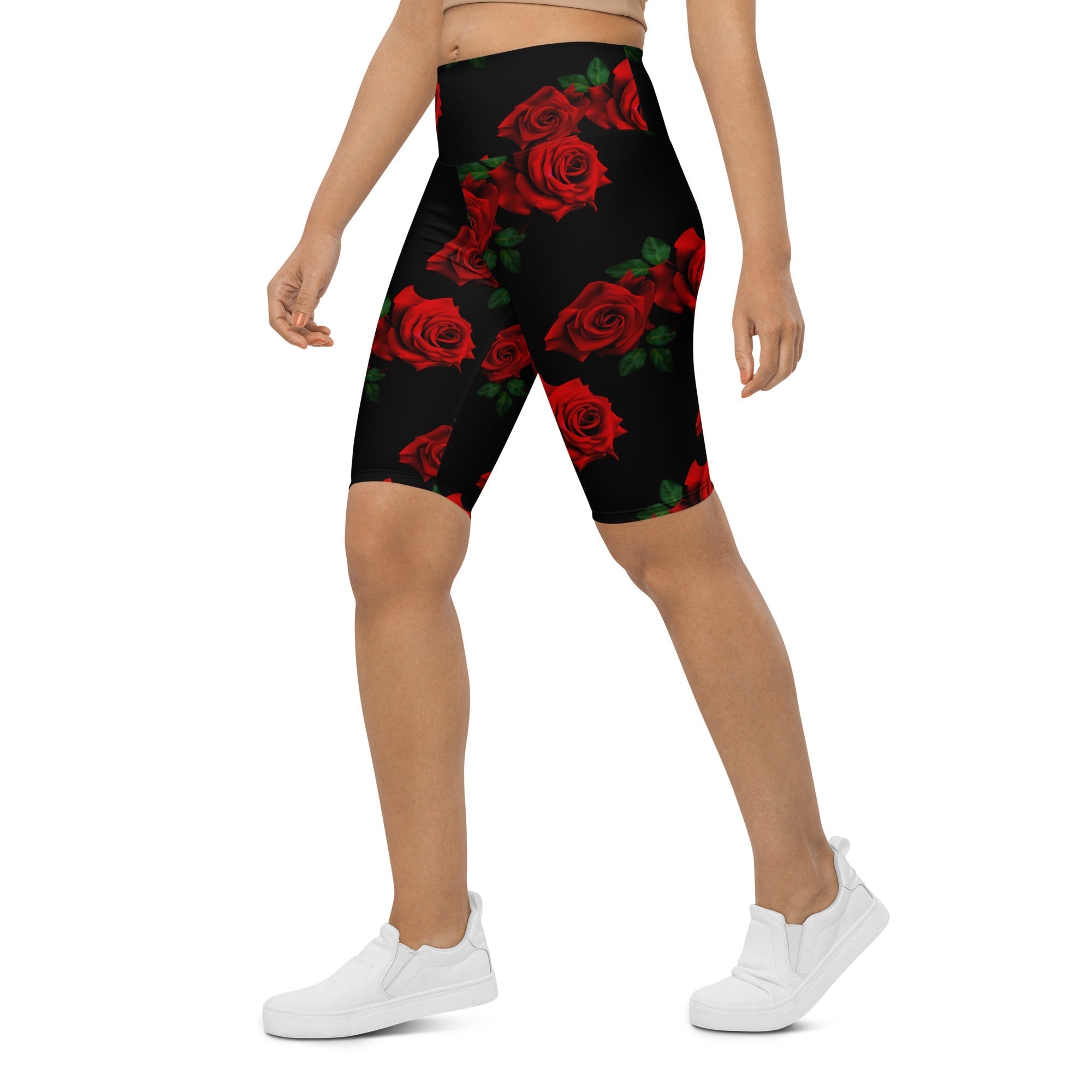 Red Roses Biker Shorts