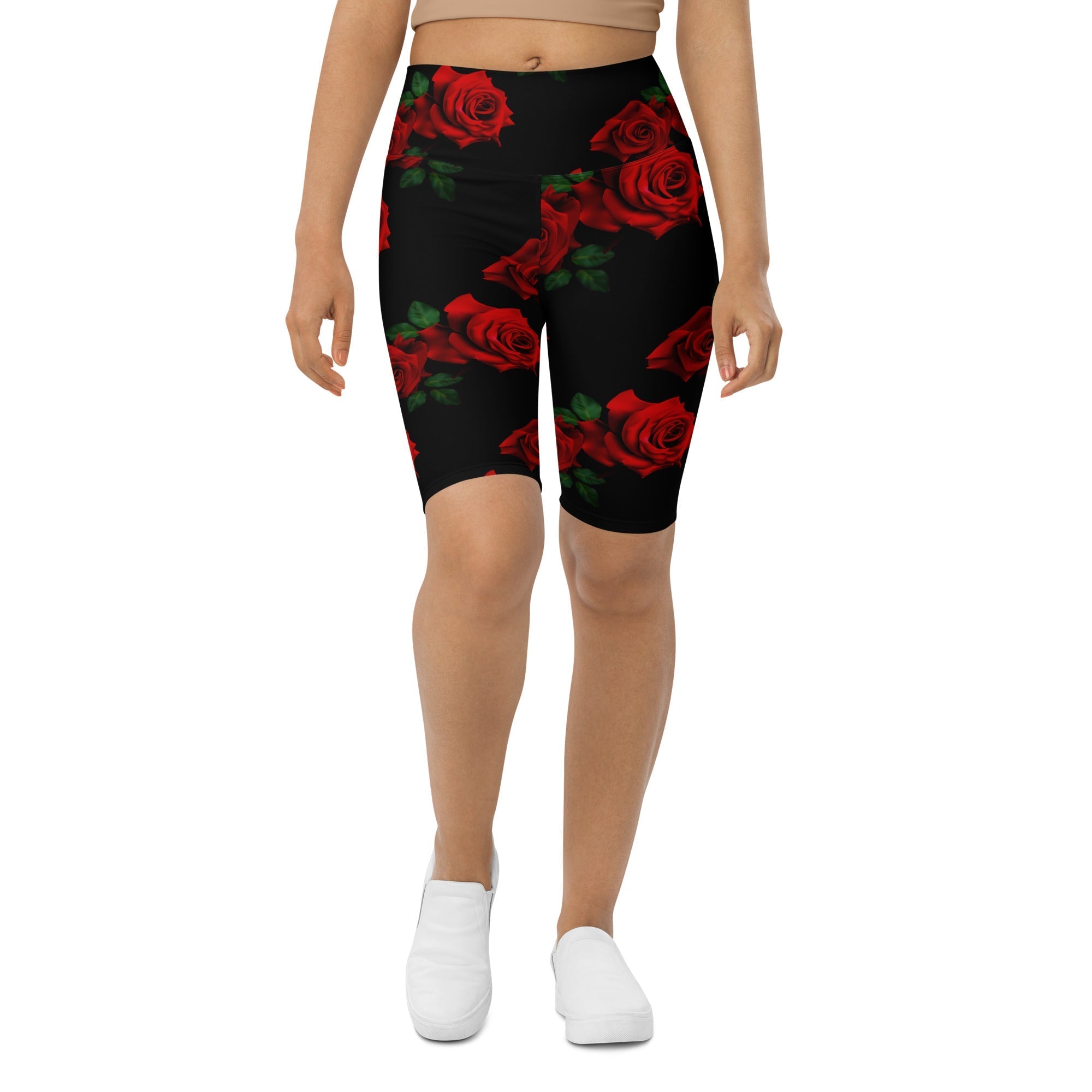 Red Roses Biker Shorts