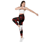 Red Roses Crossover Leggings With Pockets