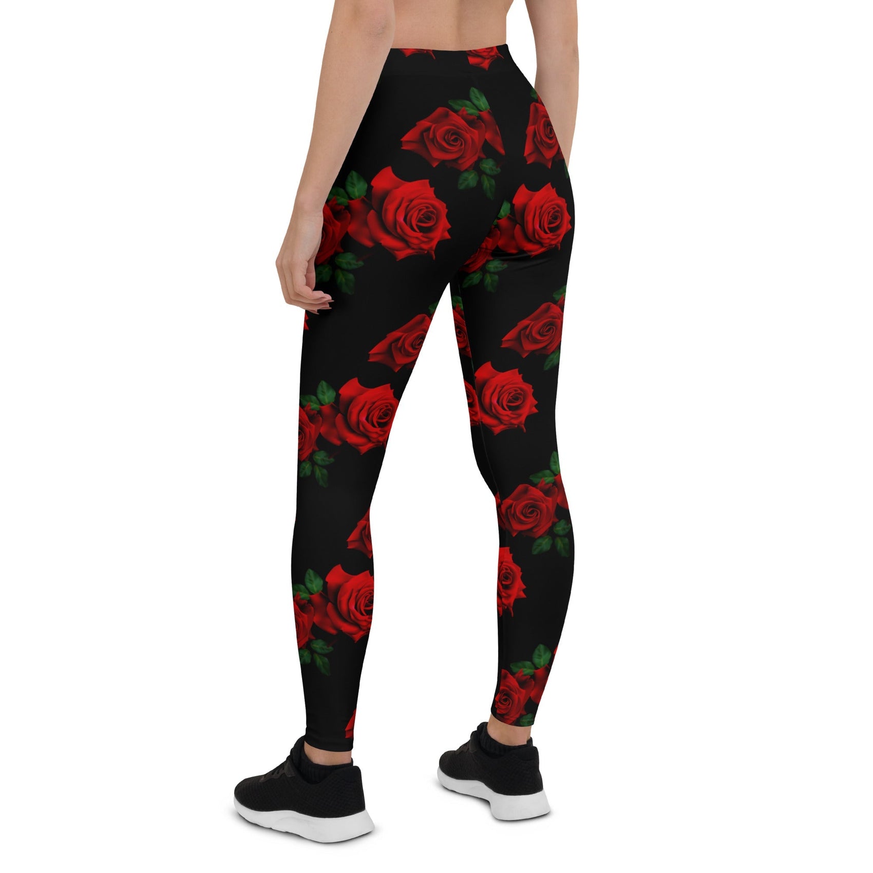 Red Rose Flower Print Men's Leggings