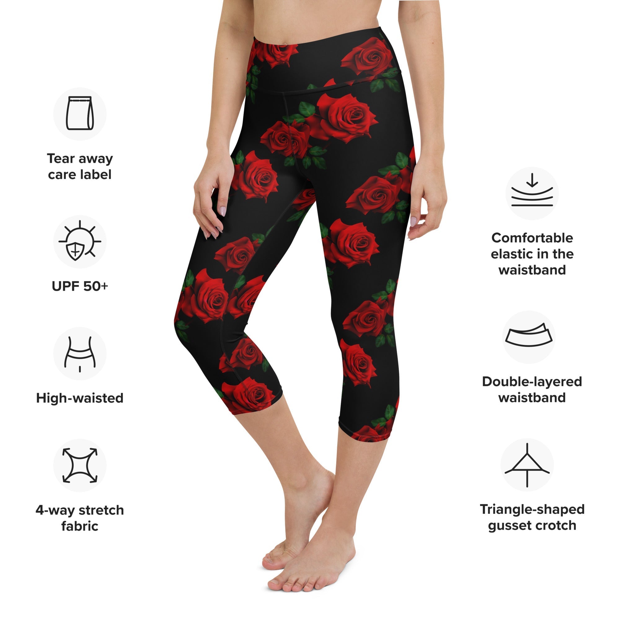 Red Roses Yoga Capris