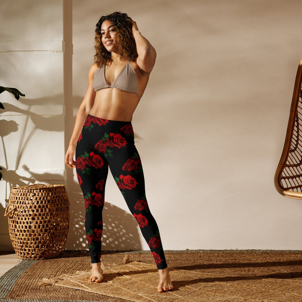 Red Roses Yoga Leggings