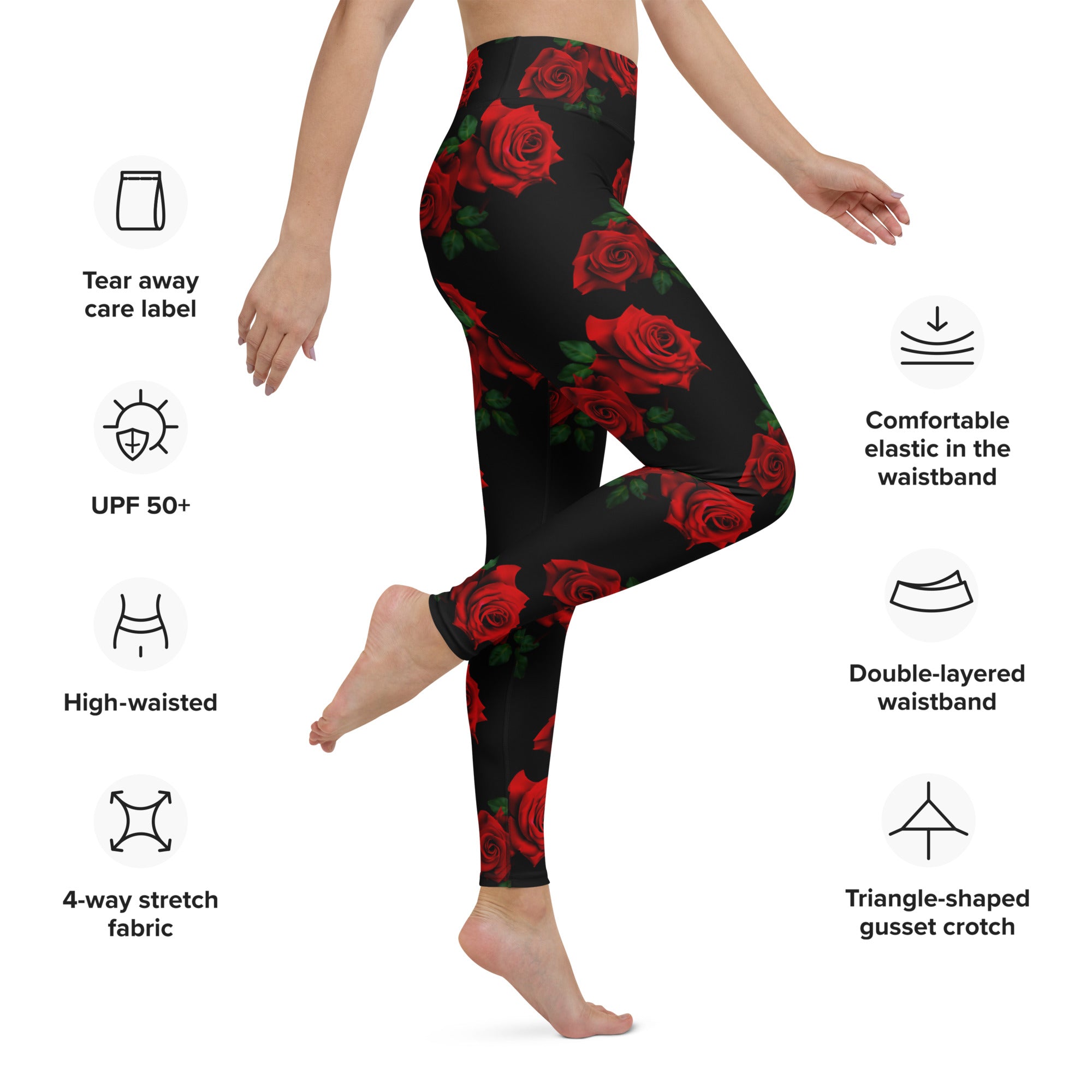 Red Roses Yoga Leggings