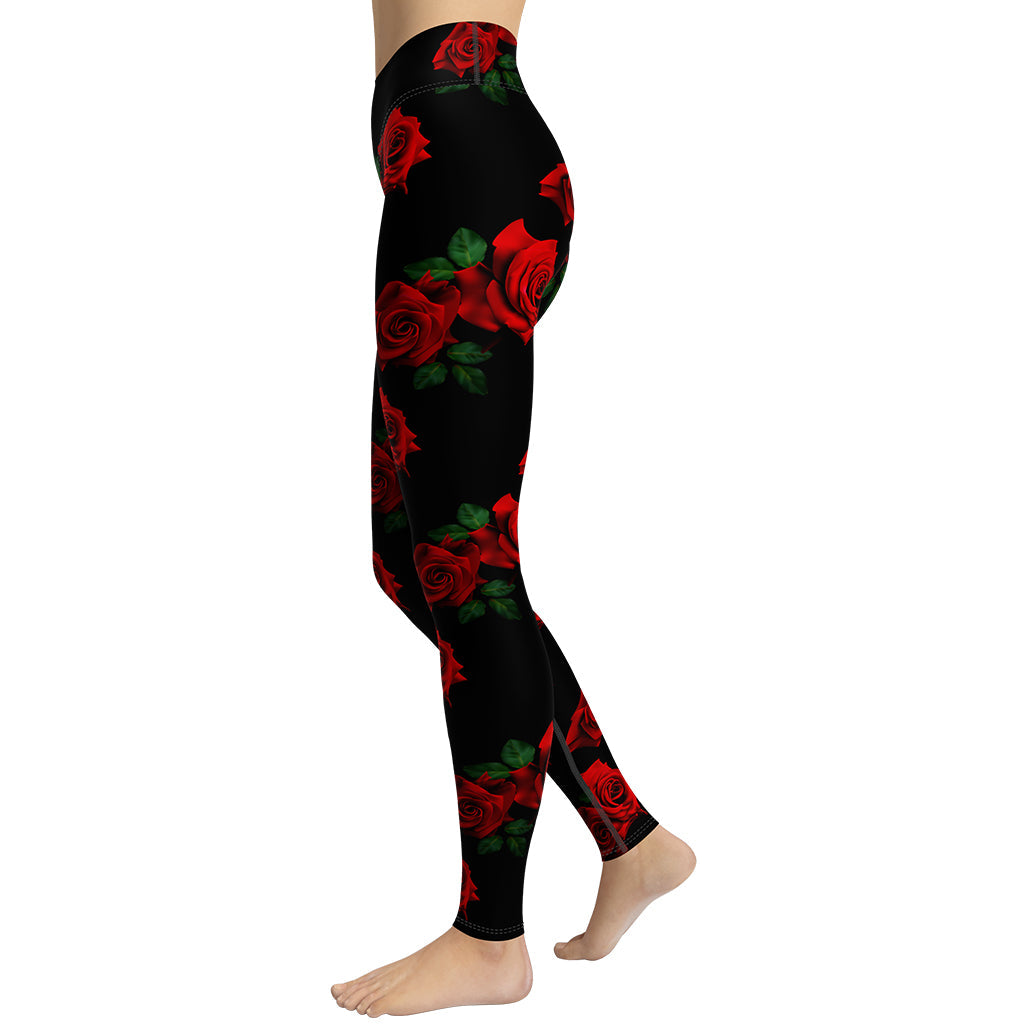 Red Roses Yoga Leggings