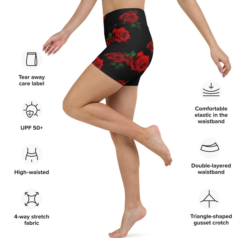 Red Roses Yoga Shorts