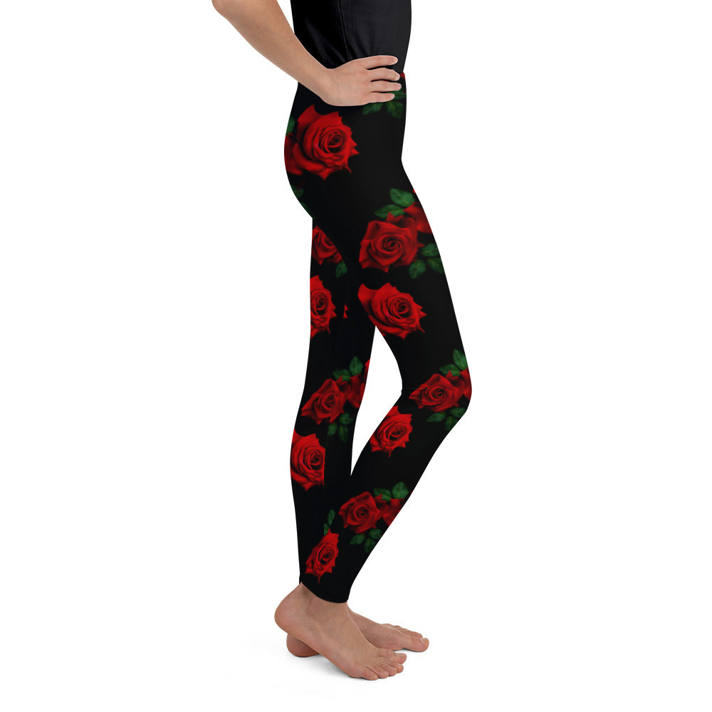 Red Roses Youth Leggings