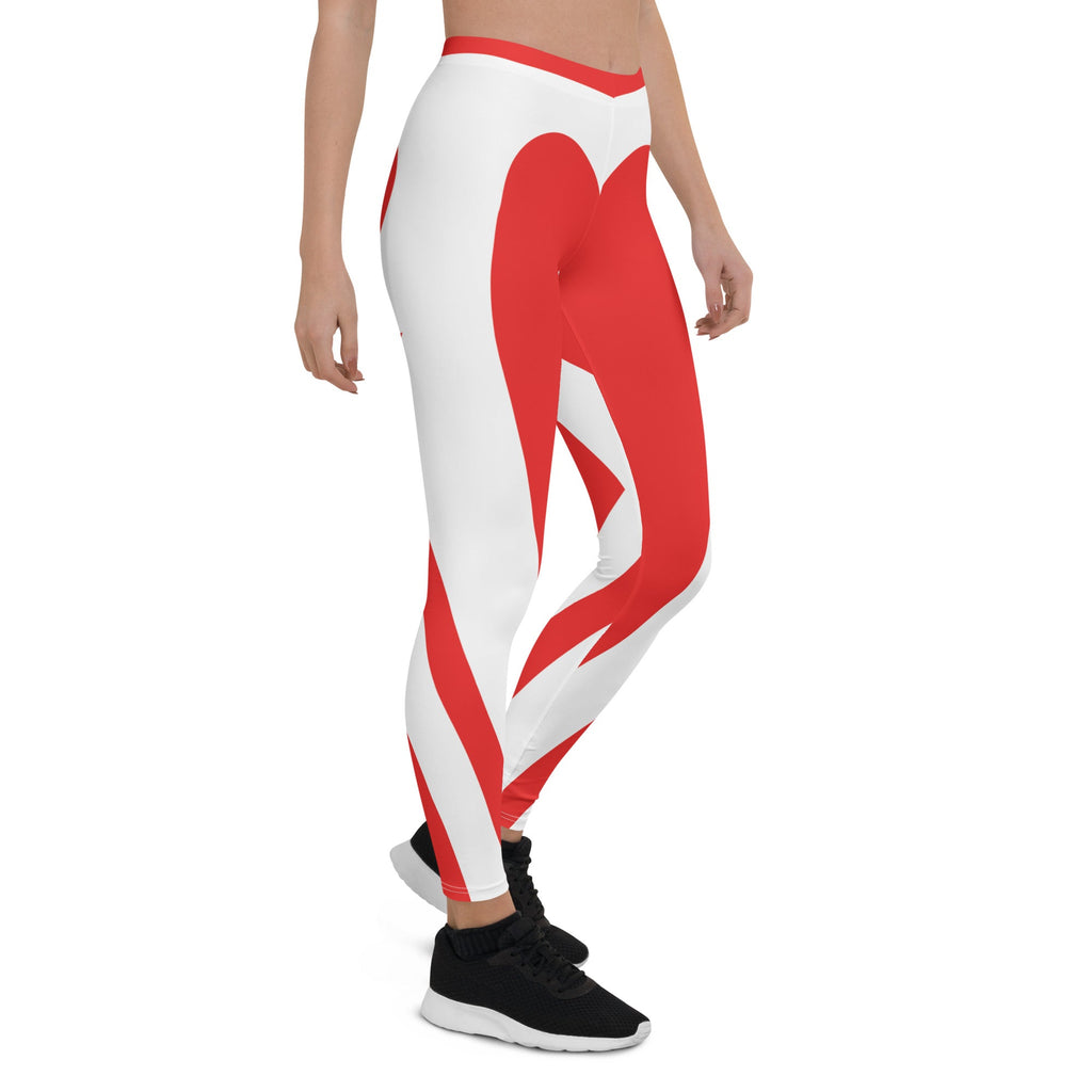 Red & White Heart Shaped Leggings