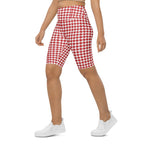 Red & White Houndstooth Biker Shorts