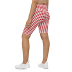 Red & White Houndstooth Biker Shorts