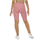 Red & White Houndstooth Biker Shorts