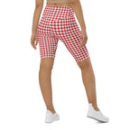 Red & White Houndstooth Biker Shorts