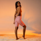 Red & White Houndstooth Biker Shorts