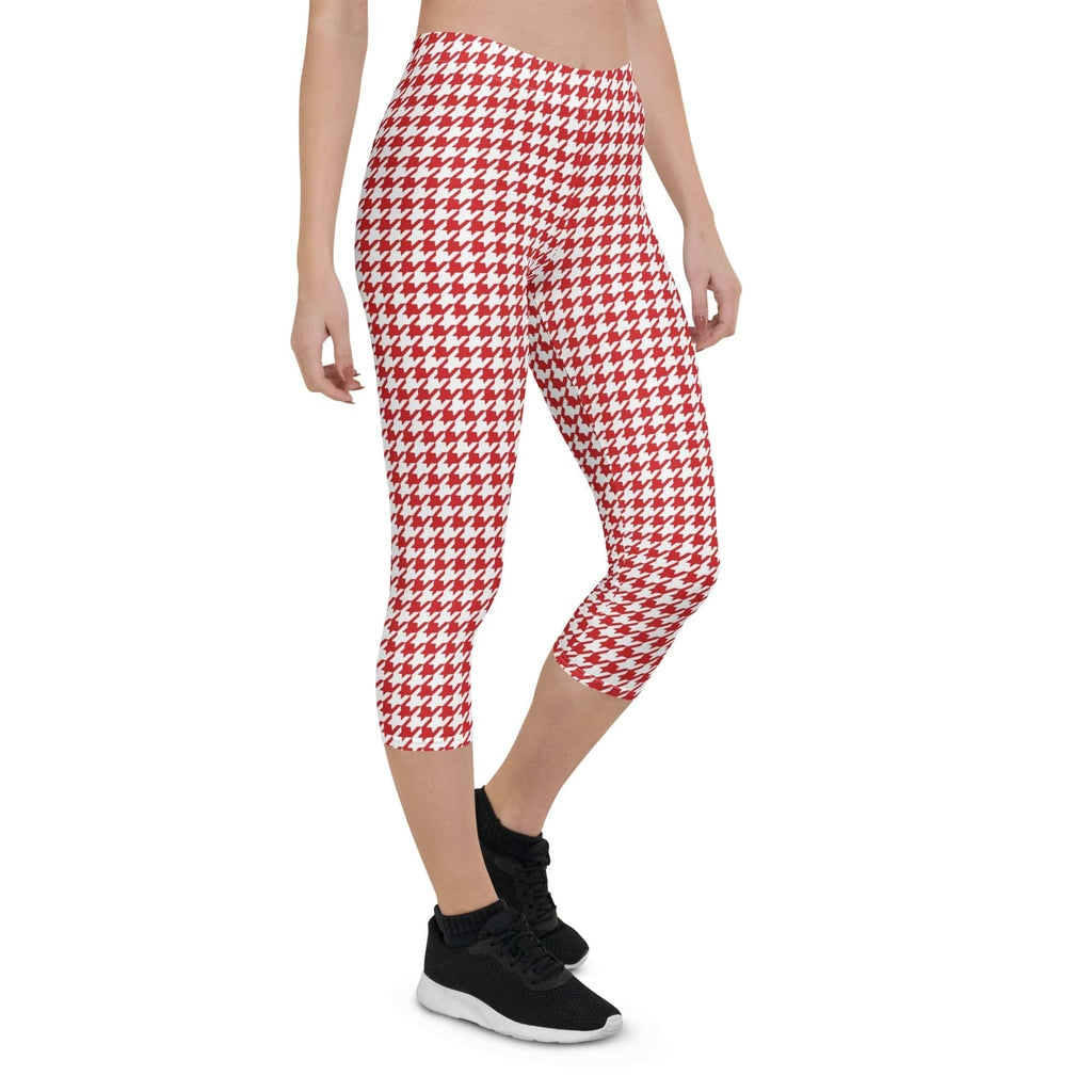 Red & White Houndstooth Capris