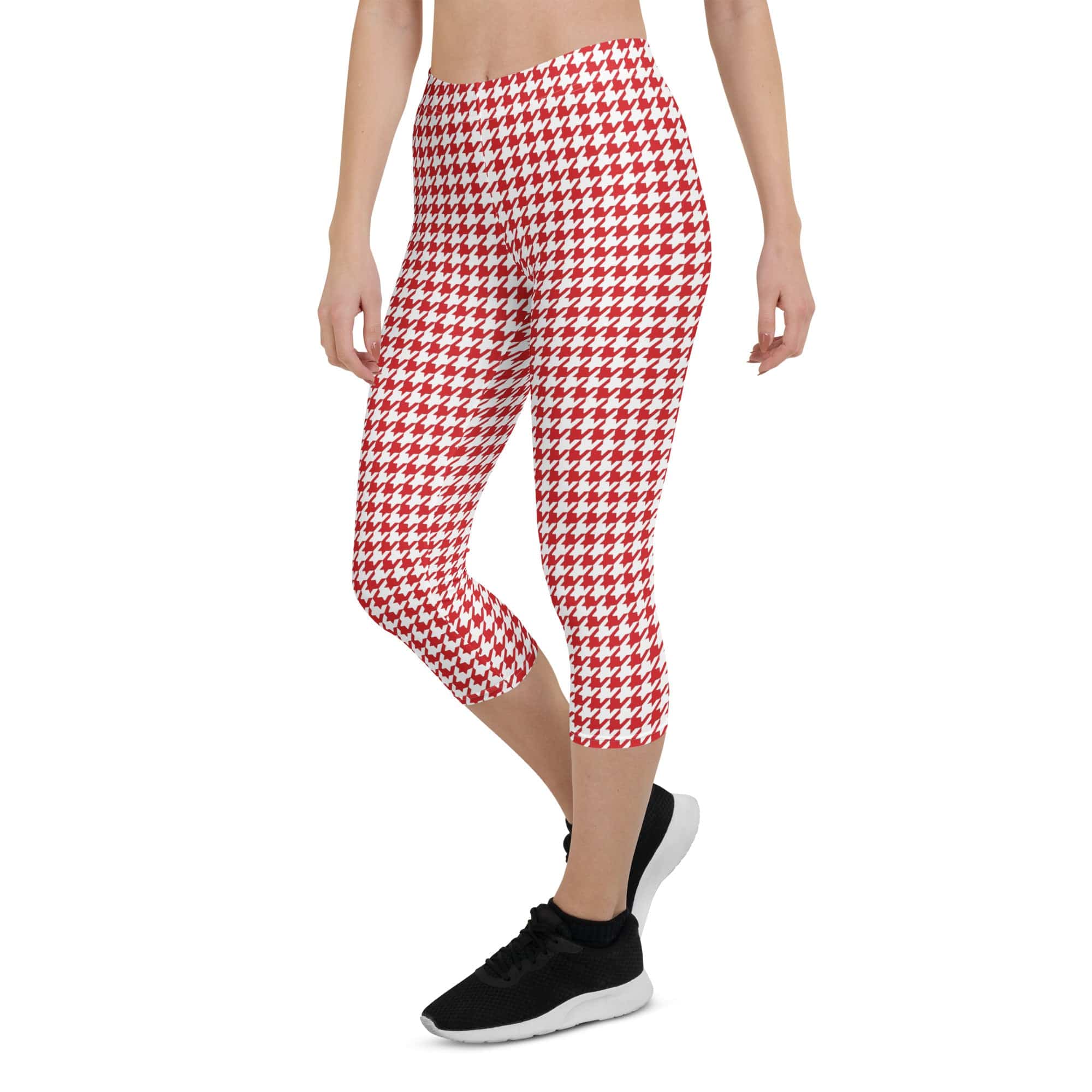Red & White Houndstooth Capris