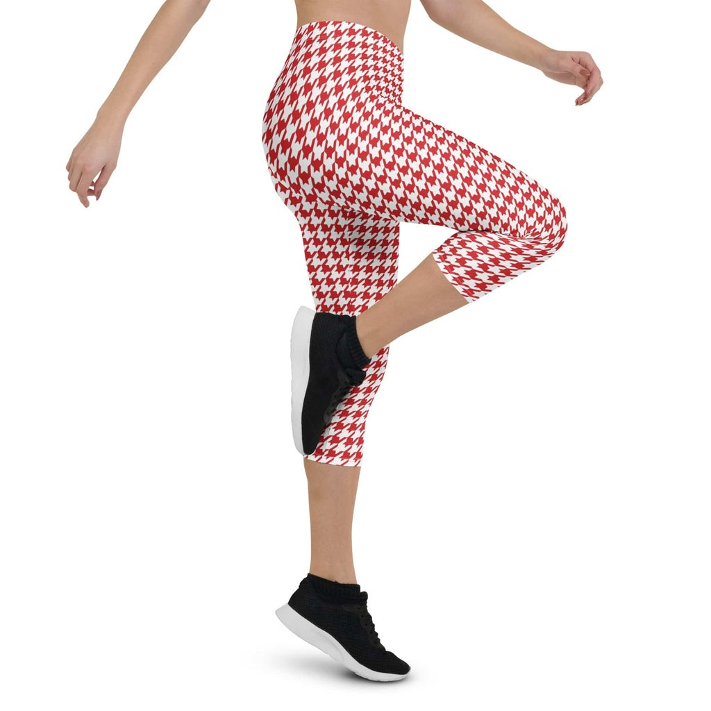Red & White Houndstooth Capris