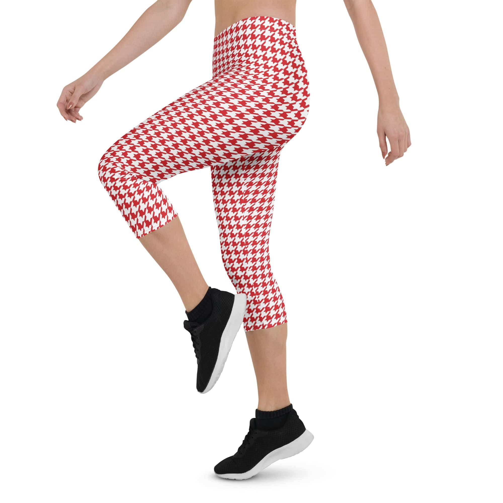 Red & White Houndstooth Capris