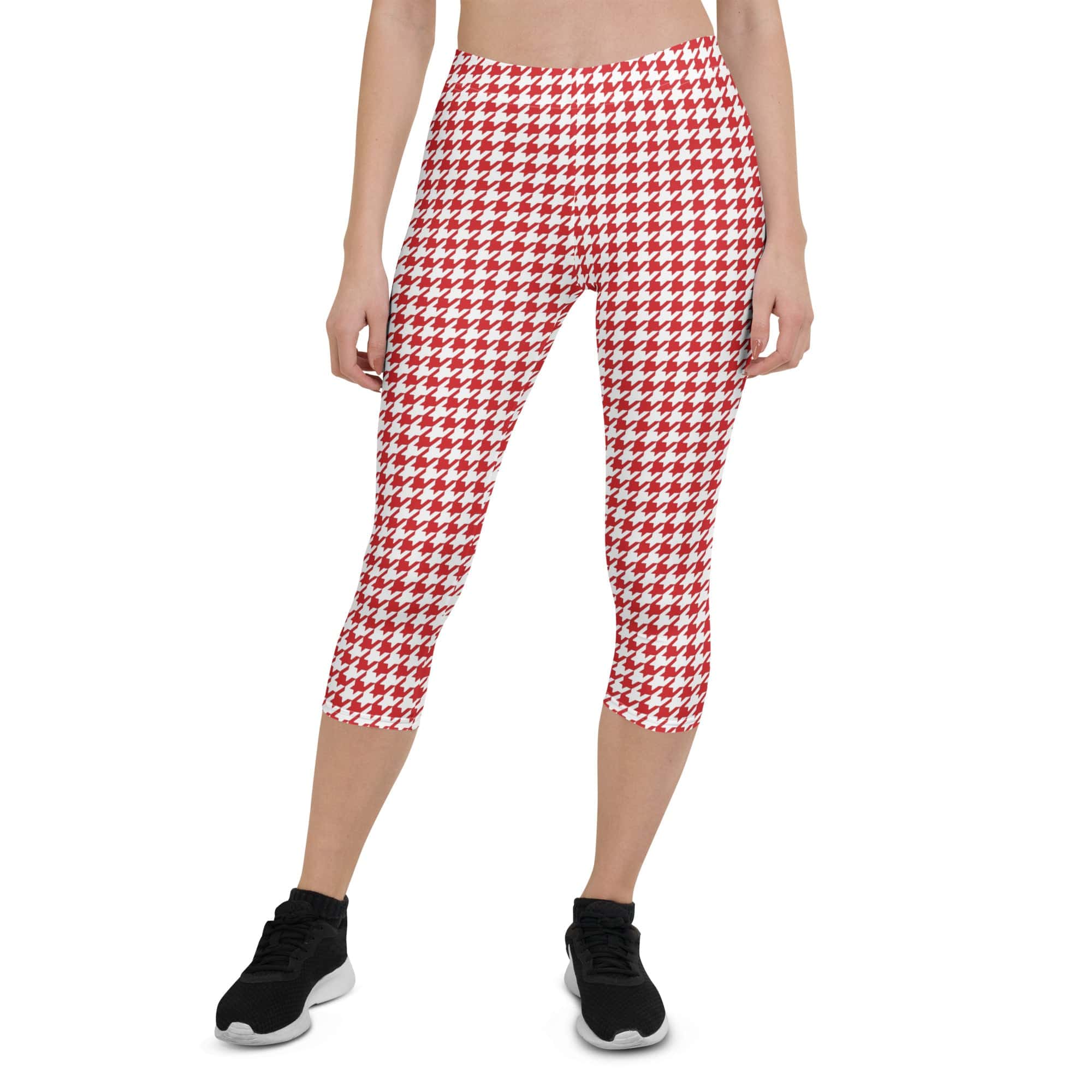 Red & White Houndstooth Capris