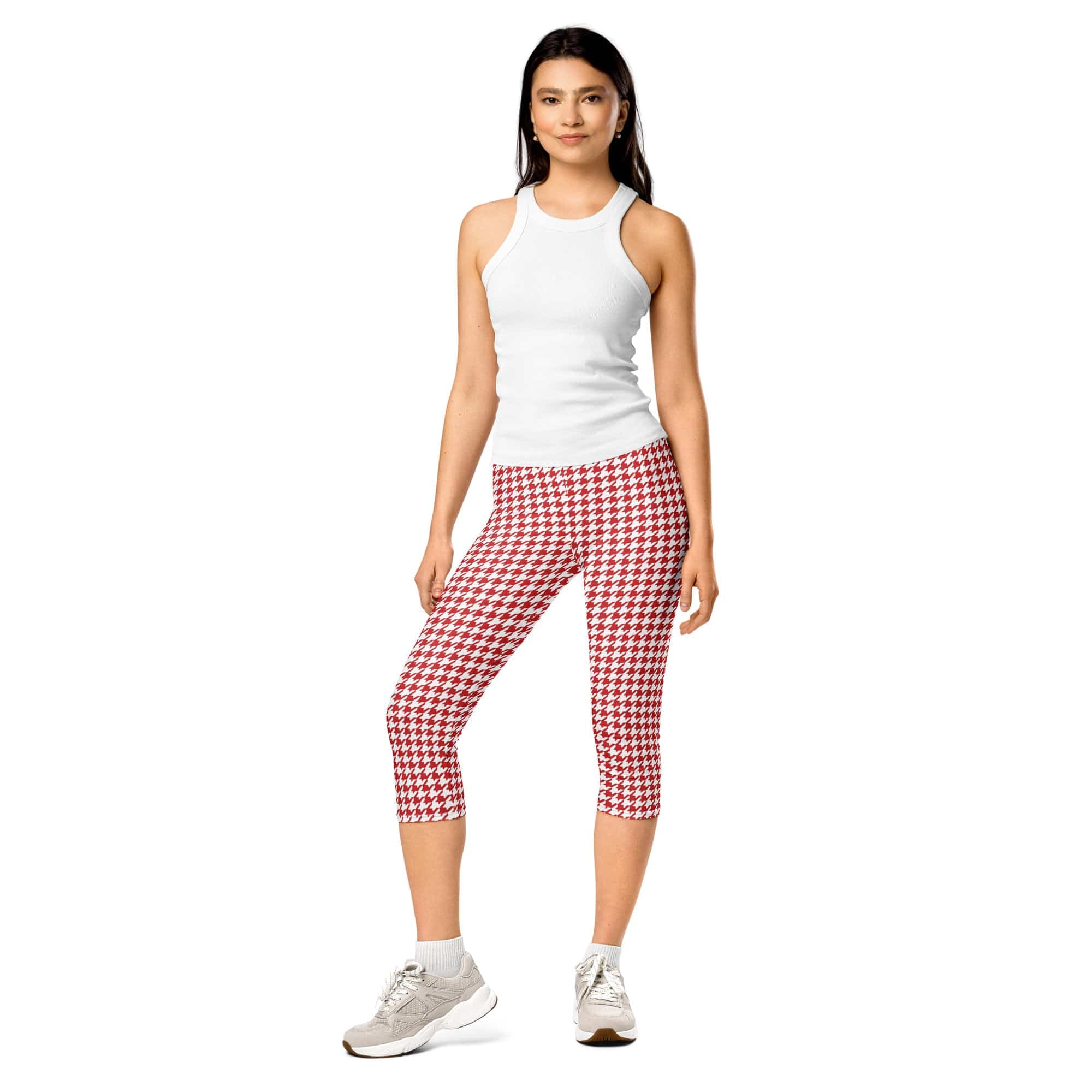 Red & White Houndstooth Capris