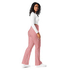 Red & White Houndstooth Flare Leggings