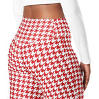 Red & White Houndstooth Flare Leggings