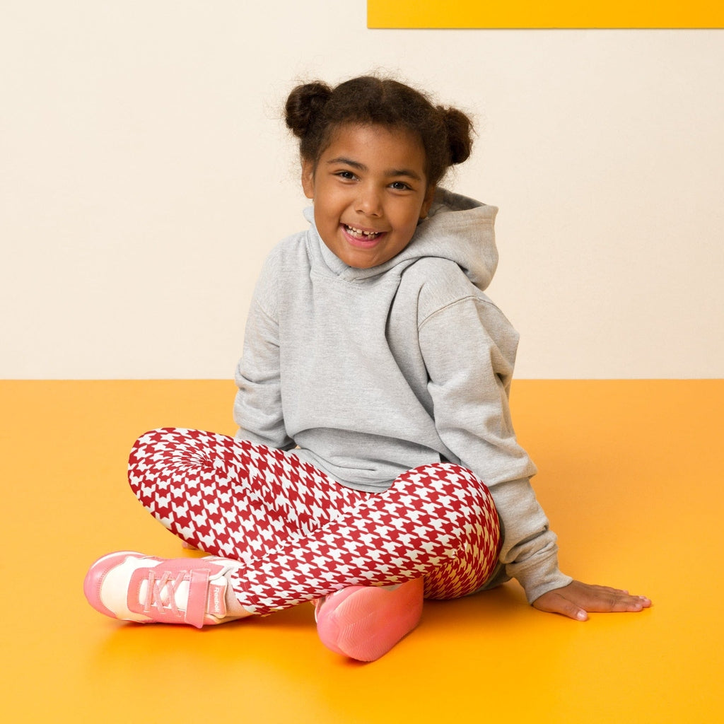 Red & White Houndstooth Kid's Leggings