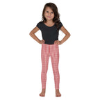 Red & White Houndstooth Kid's Leggings