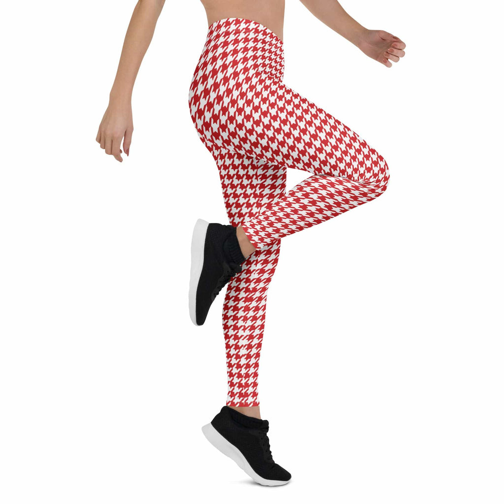Red & White Houndstooth Leggings