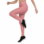 Red & White Houndstooth Leggings