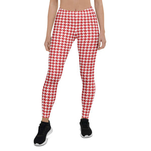 Red & White Houndstooth Leggings
