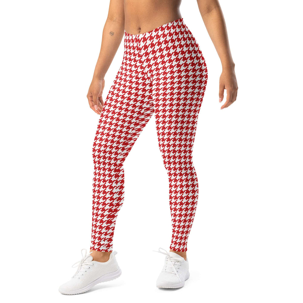 Red & White Houndstooth Leggings