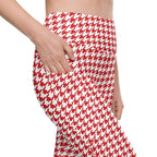 Red & White Houndstooth Leggings With Pockets
