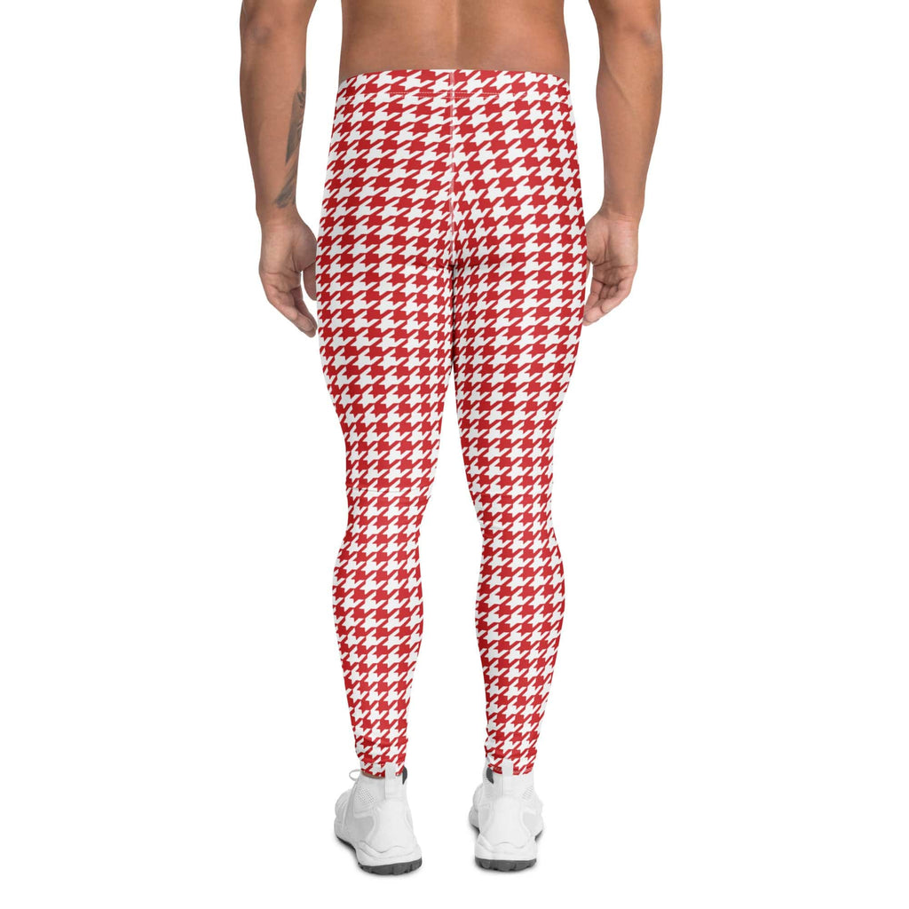 Red & White Houndstooth Men's Leggings