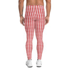 Red & White Houndstooth Men's Leggings