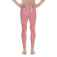 Red & White Houndstooth Men's Leggings