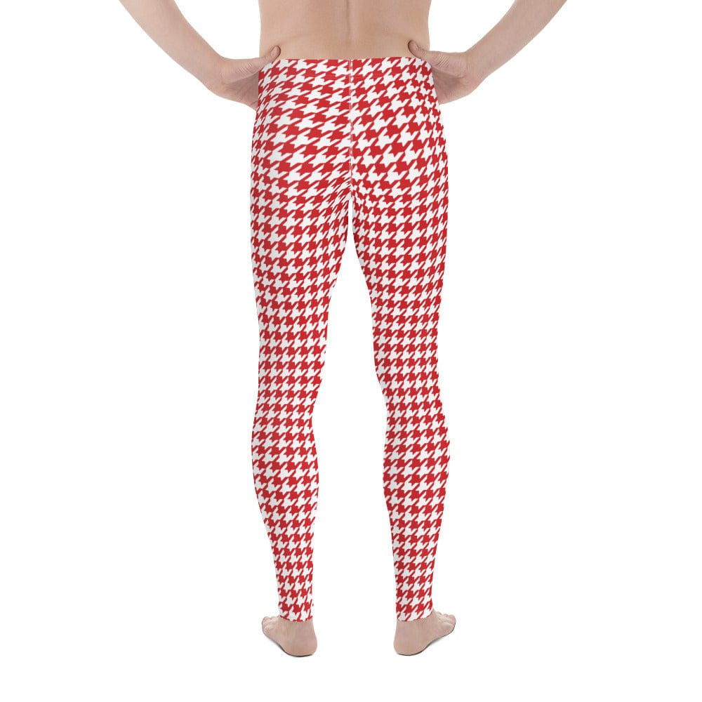 Red & White Houndstooth Men's Leggings