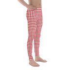 Red & White Houndstooth Men's Leggings