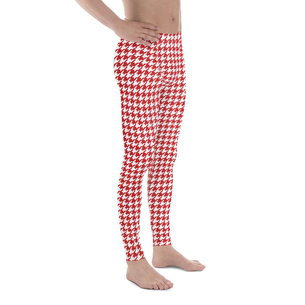 Red & White Houndstooth Men's Leggings