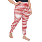 Red & White Houndstooth Plus Size Leggings