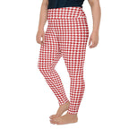 Red & White Houndstooth Plus Size Leggings