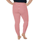 Red & White Houndstooth Plus Size Leggings
