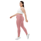 Red & White Houndstooth Plus Size Leggings