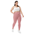 Red & White Houndstooth Plus Size Leggings