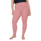 Red & White Houndstooth Plus Size Leggings