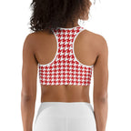 Red & White Houndstooth Sports Bra